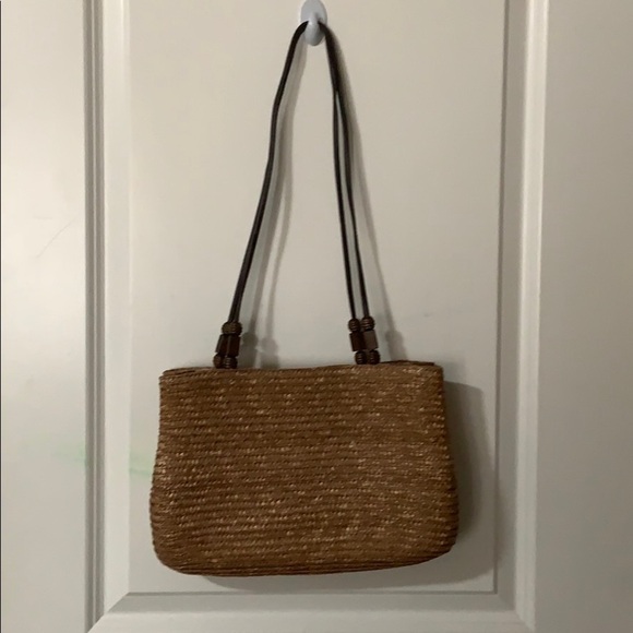 Brown / tan handbag 100% wheat straw weaved - Picture 4 of 8